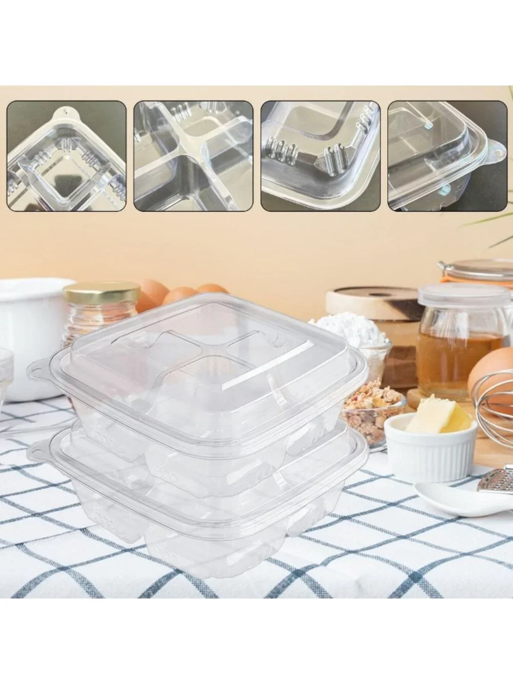 30 Pcs Bento Snack Containers | 4 Compartment Meal Prep & Food Storage Lids